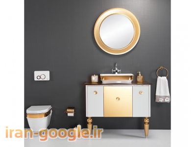 فروش توالت فرنگی وال هنگ-سنگ توالت فرنگی وال هنگ مدل لوکس سفید طلایی همراه با صفحه کلید طلایی وارداتی از برند معتبر ترکیه