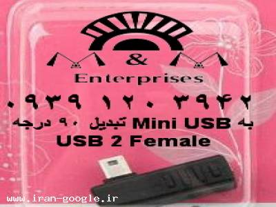 color-فروش تبدیلMini USB درجه۹۰ به USB 2 Female