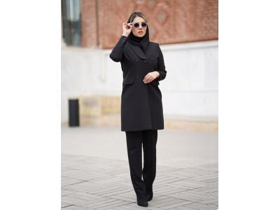 فروش مانتو اداری فیونا چهار دکمه یقه آرشال آستر دار