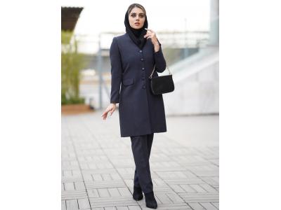 مانتو اداری فلورا یقه ایستاده آستر دار کد 339