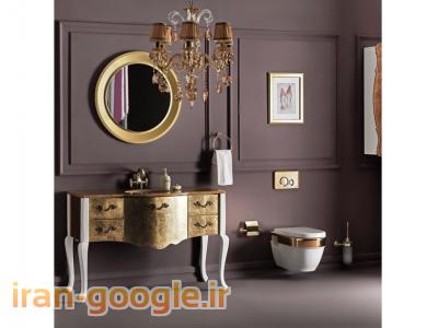 سنگ توالت فرنگی وال هنگ مدل لوکس سفید طلایی همراه با صفحه کلید طلایی وارداتی از برند معتبر ترکیه