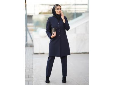 مانتو شلوار اداری فیونا یقه هفت آستر دار