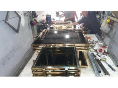 مبلمان استیل میز عسلی جلو مبلی ساعت استیل