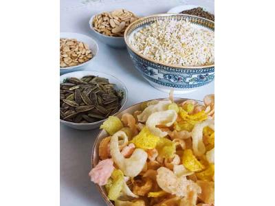 پک تنقلات سالم و ژیمی،برنجک و گندمک،شاهدانه، بادام پرک،مغز تخمه،پفک هندی بدون روغن و….