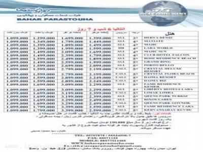 تور آنتالیا تابستان 93