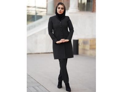 مانتو اداری فلورا یقه ایستاده آستر دار کد 339