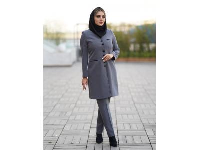 مانتو شلوار اداری فیونا یقه هفت آستر دار