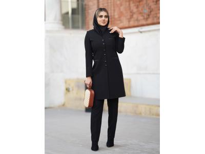 مانتو شلوار اداری فیونا یقه هفت آستر دار